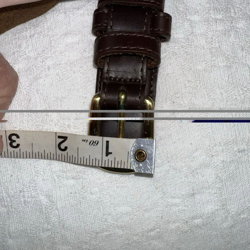 Leather Dark Brown Made In The USA Belt Brass Buckle Quiet Luxury Preppy Sz 44